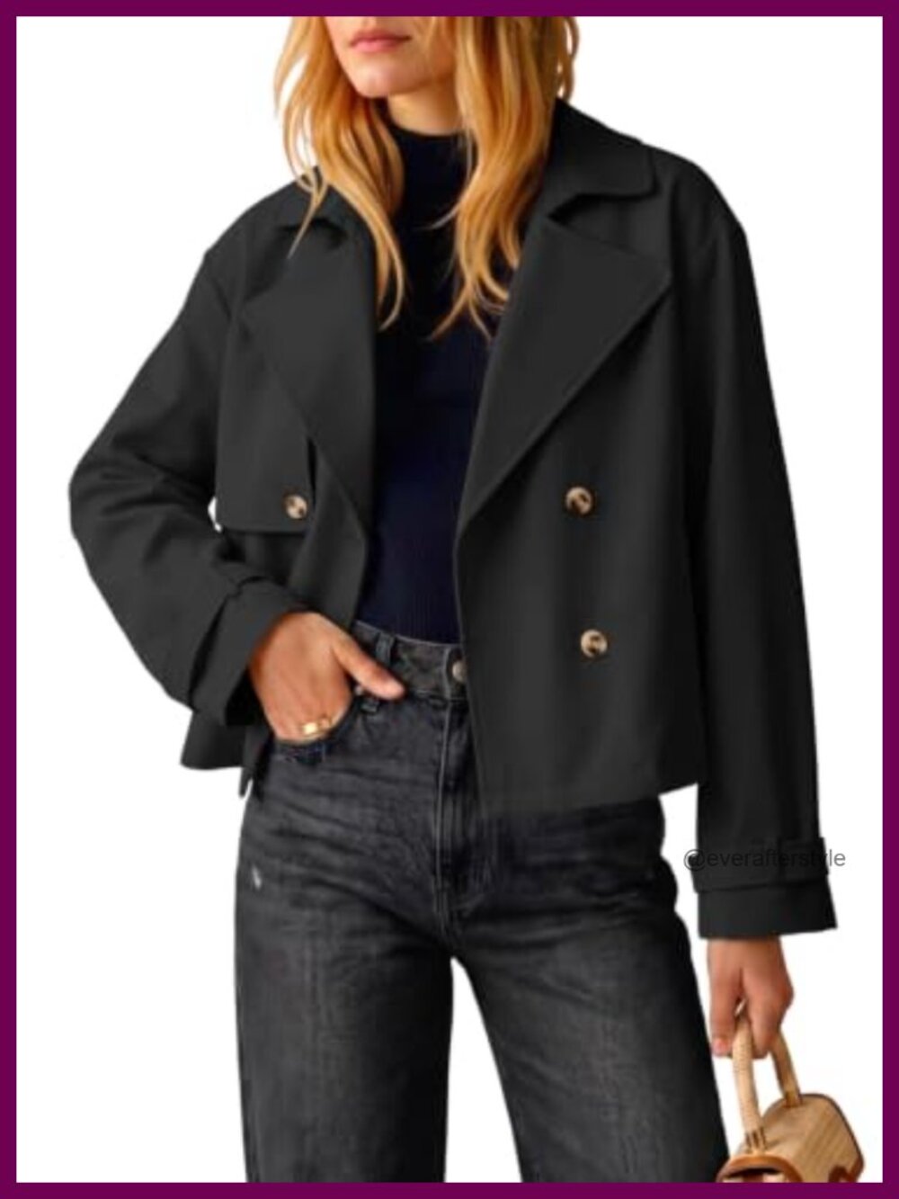 Cropped Trench Coat Womens Double Breasted Lightweight Soft Raglan